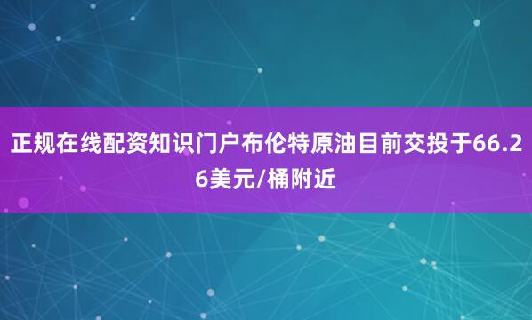 正规在线配资知识门户布伦特原油目前交投于66.26美元/桶附近